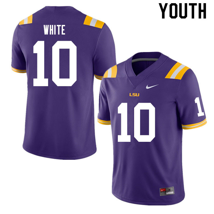 Youth #10 Josh White LSU Tigers College Football Jerseys Sale-Purple